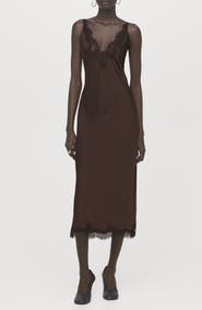 MANGO Satin Camisole Midi Dress