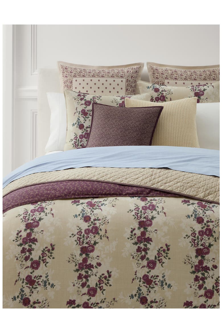 Audra Floral Cotton 3-Piece Duvet Cover Set, Alternate, color, KHAKI MUTI