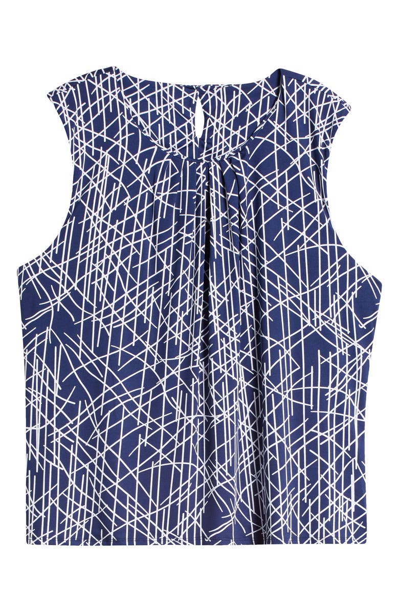 24seven Comfort Apparel Print Pleated Sleeveless Jersey Shell, Alternate, color, 