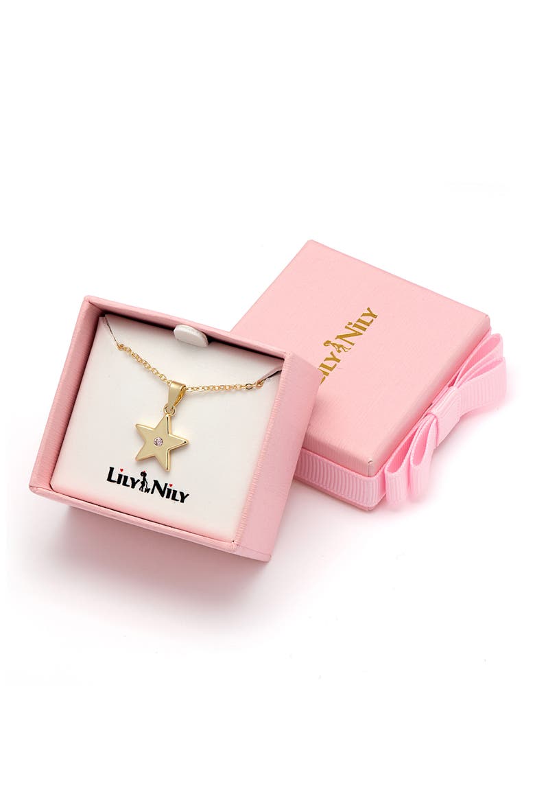 Kids' Pink Cubic Zirconia Star Pendant Necklace, Alternate, color, GOLD