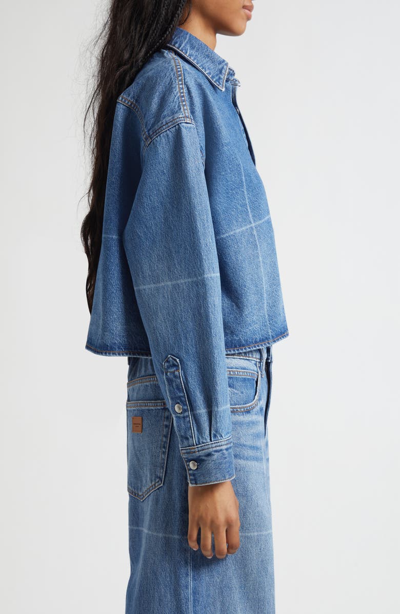 Alexander Wang Crop Denim Shirt Jacket, Alternate, color, Vintage Marbled Blue