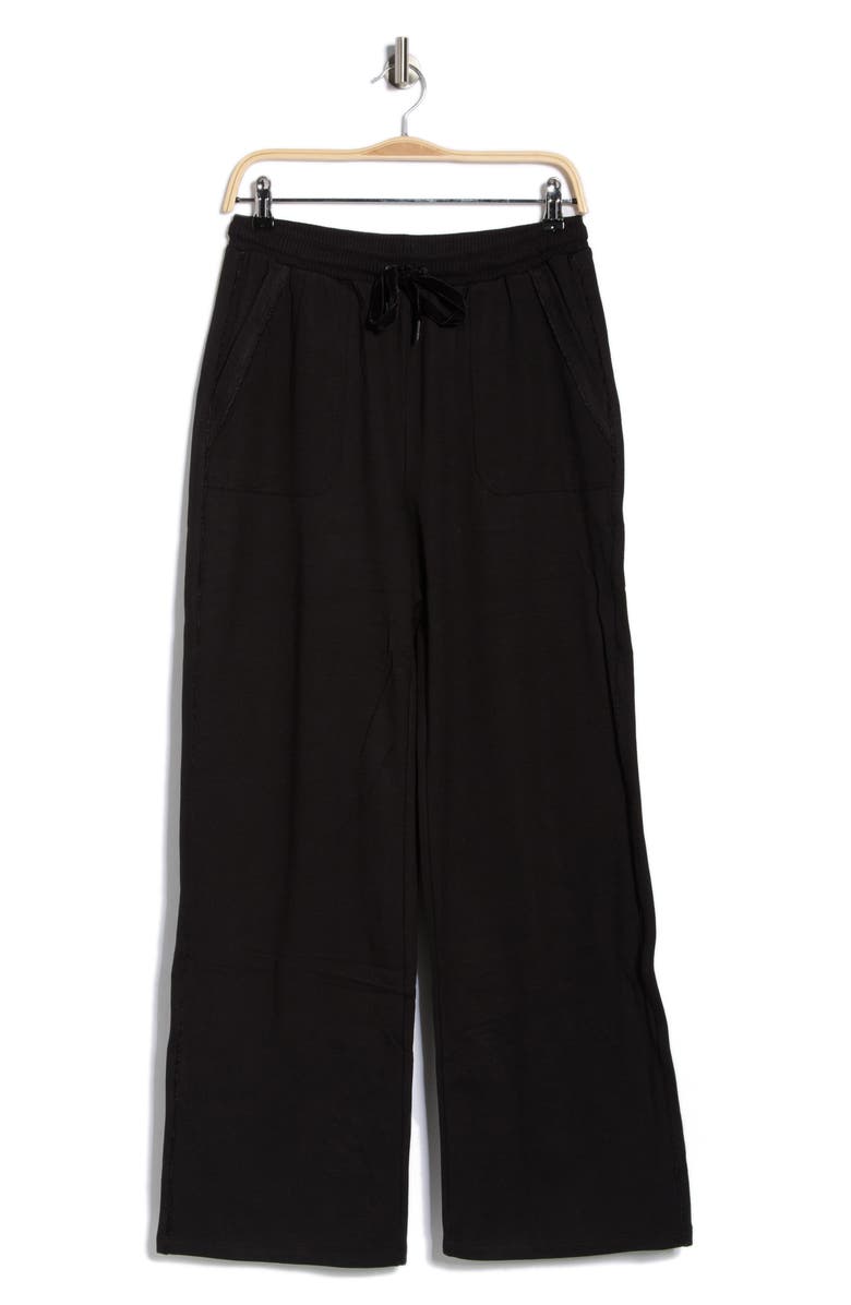 Splendid Velvet Trim Pants, Alternate, color, Black