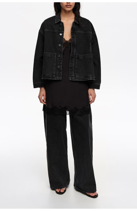 A-line Washed Denim Jacket