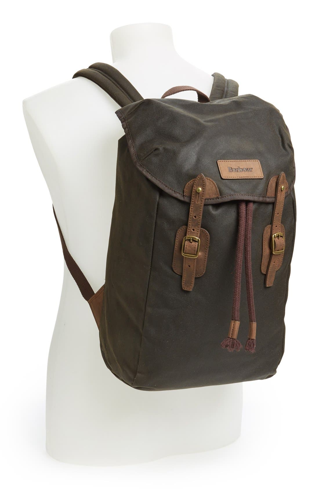 Barbour Waxed Canvas Backpack, Alternate, color, 