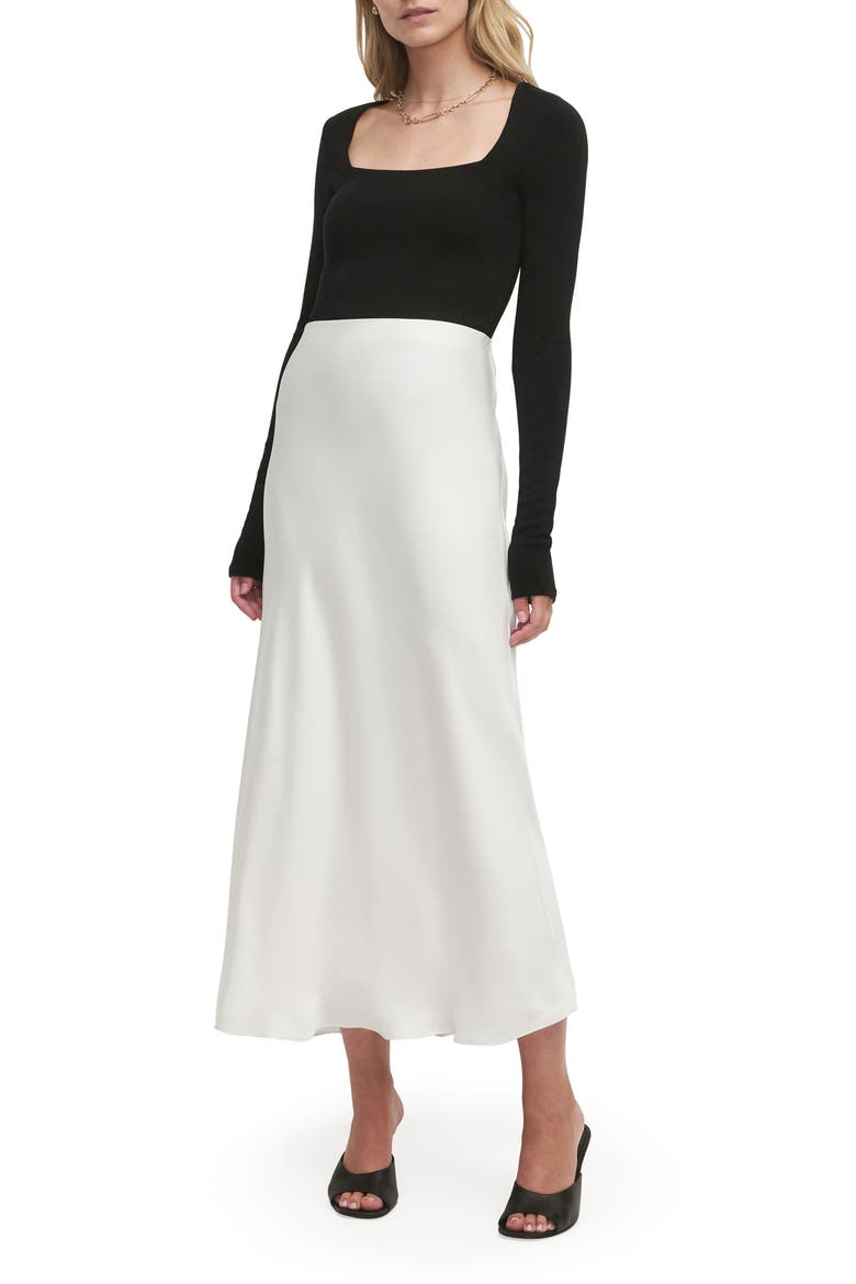 The Harvey Fitted Square Neck Rib Sweater, Alternate, color, BLACK