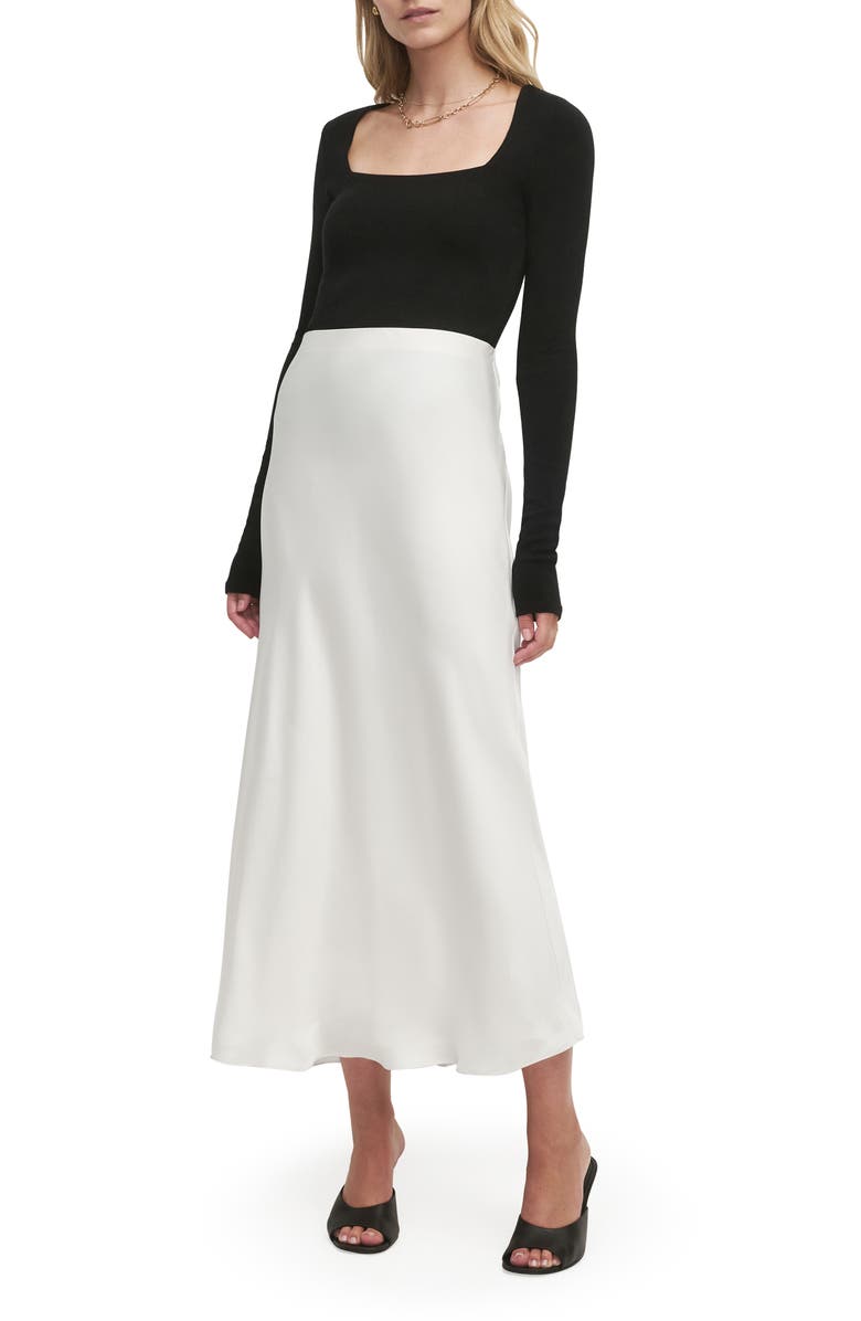 Favorite Daughter The Harvey Fitted Square Neck Rib Sweater, Alternate, color, Black