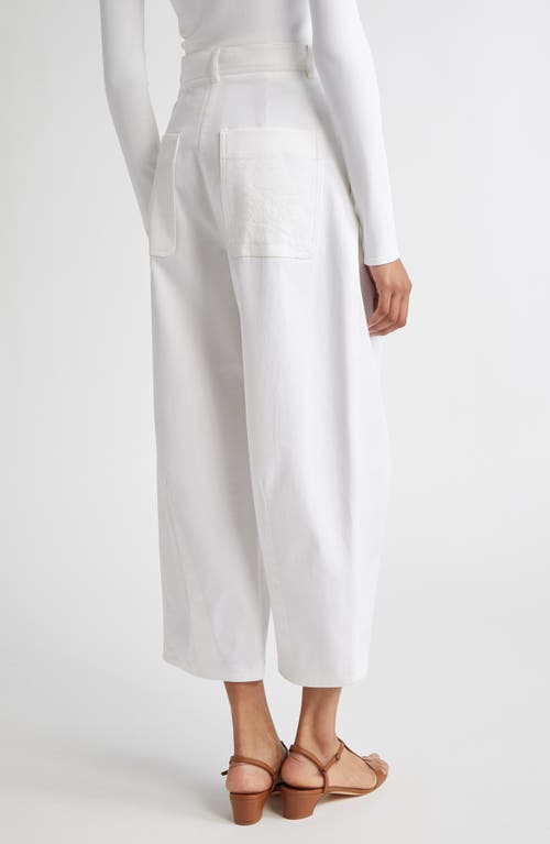 Shop Max Mara Mina Wide Leg Crop Stretch Denim Trousers In White