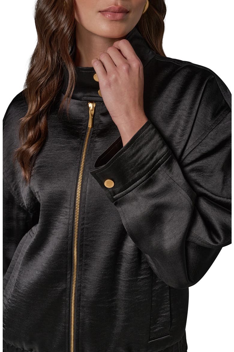 Satin Zip Front Jacket, Alternate, color, BLACK