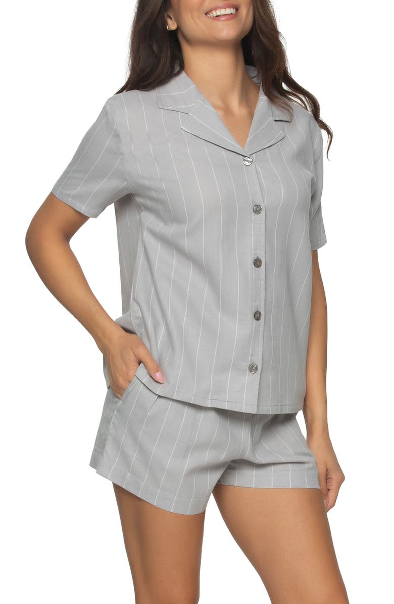 Felina Mirielle Short Pajamas, Alternate, color, Silver Scone/ White Pinstripe