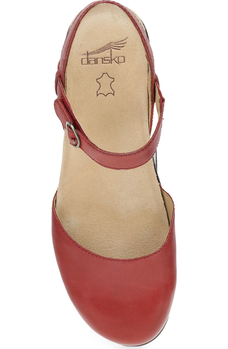 Dansko Christine Maryjane Flat, Alternate, color, Red Burnished Nappa