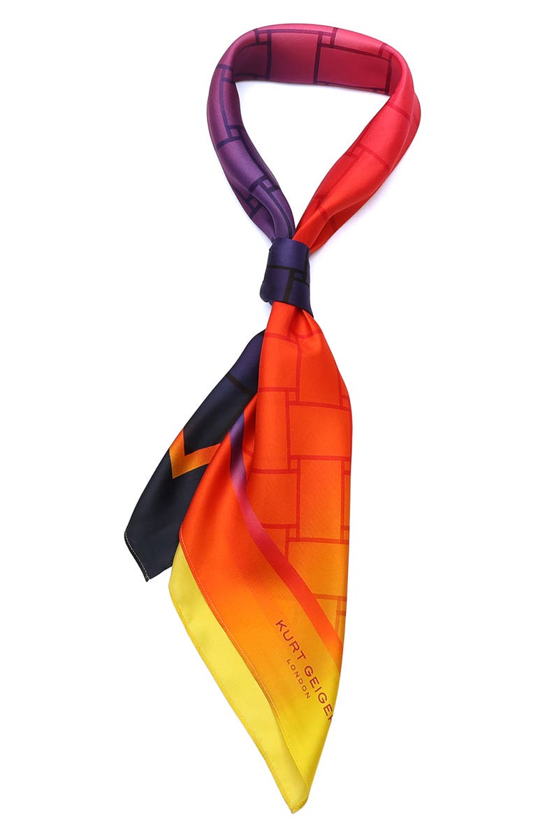 Kurt Geiger London Ombré Print Silk Square Scarf, Alternate, color, Classic Rainbow