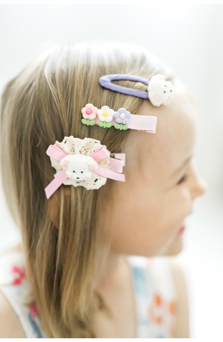 Puttisu Puppy & Bunny Garden Hair Clip Set of 6, Alternate, color, Lavender