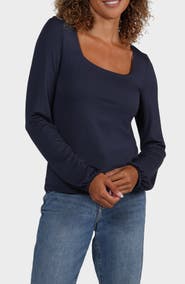matty m. Ashley Square Neck Long Sleeve Top