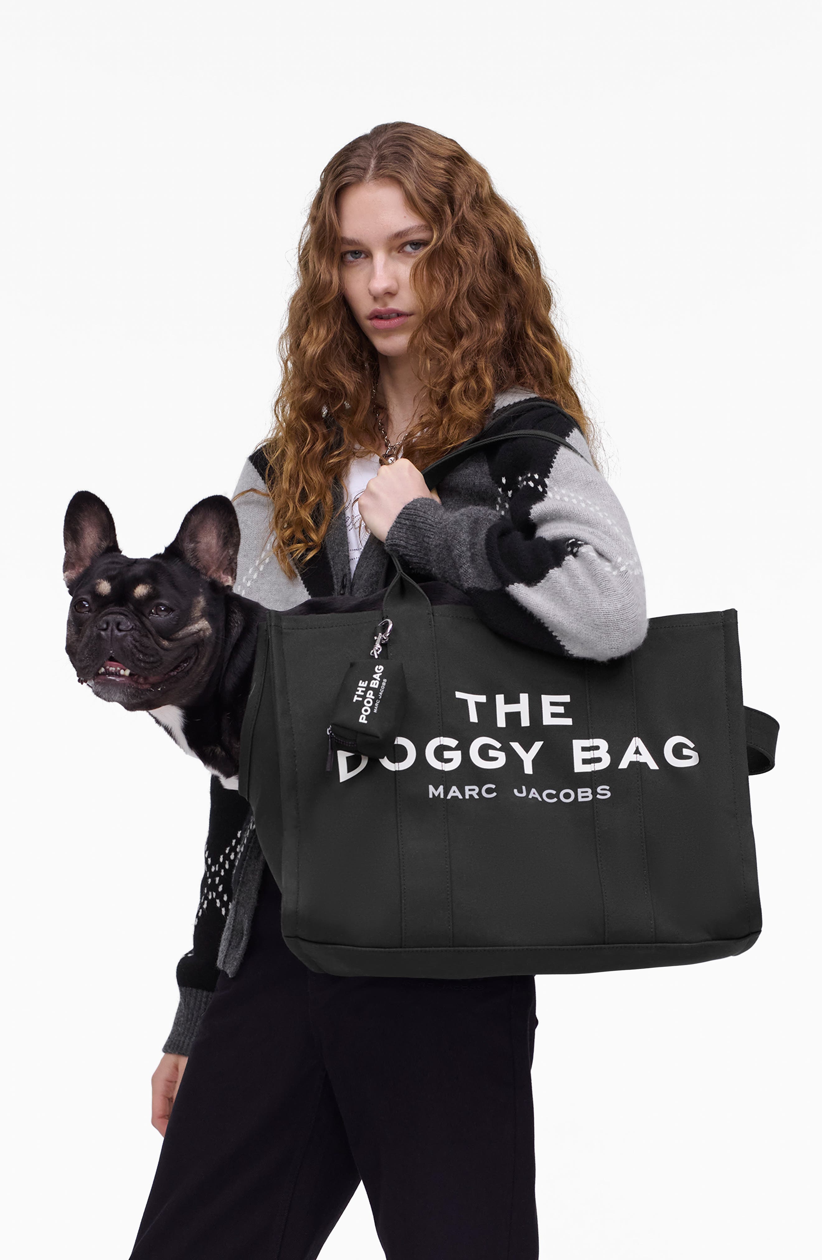Marc Jacobs The Doggy Cotton Canvas Tote, Alternate, color, Black