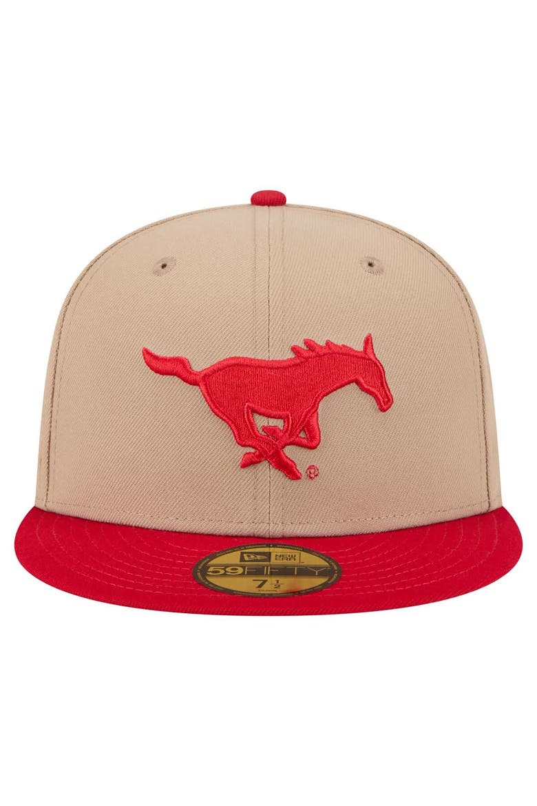 Men's New Era  Khaki SMU Mustangs Two-Tone 59FIFTY Fitted Hat, Alternate, color, Khaki