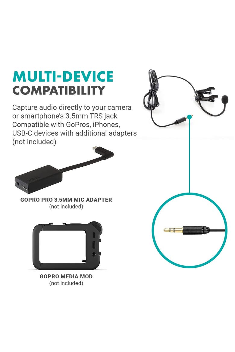 ACM400 Flexible Gooseneck Omnidirectional Microphone for Motovlogging, Alternate, color, Black