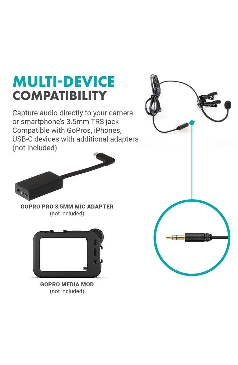 MOVO ACM400 Flexible Gooseneck Omnidirectional Microphone for Motovlogging, Alternate, color, Black