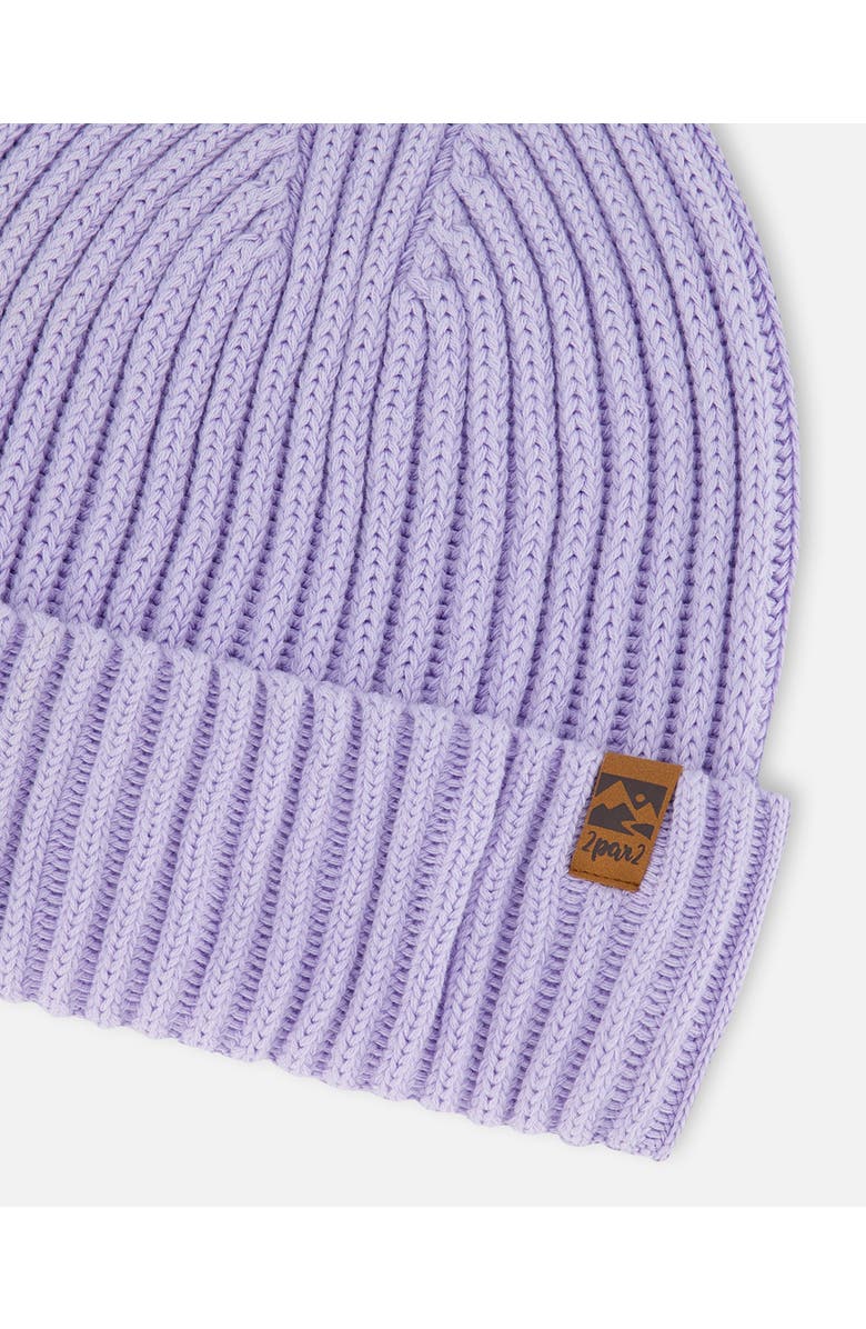 Deux par Deux Girl's Cuffed Knit Hat Lilac, Alternate, color,