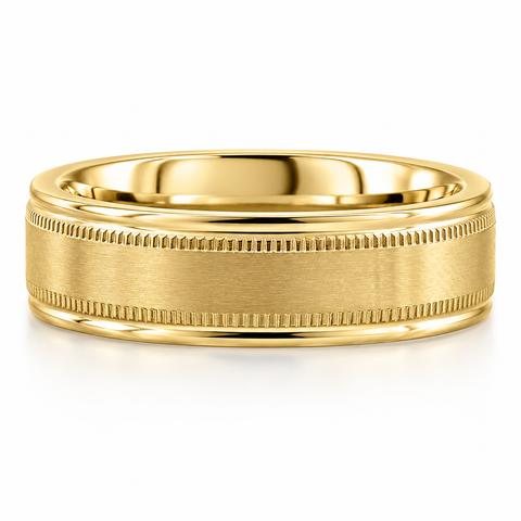 Men's 6.5MM Matte Titanium Ring Gold Comfort Fit Wedding Band