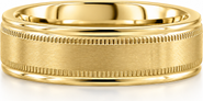 Bliss Diamond Men's 6.5MM Matte Titanium Ring Gold Comfort Fit Wedding Band