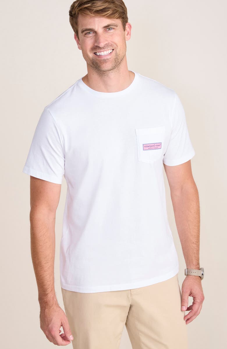 vineyard vines Classic Logo Box Graphic Pocket T-Shirt, Alternate, color, White Cap