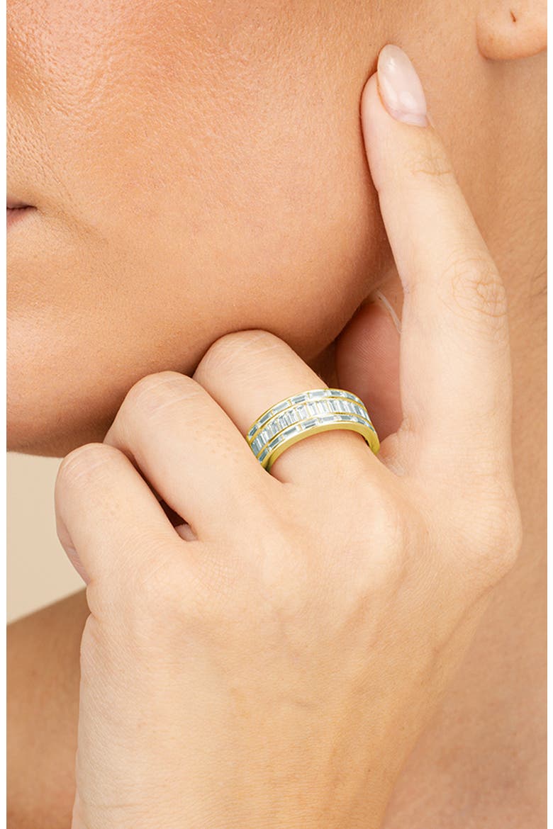Kate Three Row Cubic Zirconia Baguette Ring, Alternate, color, GOLD