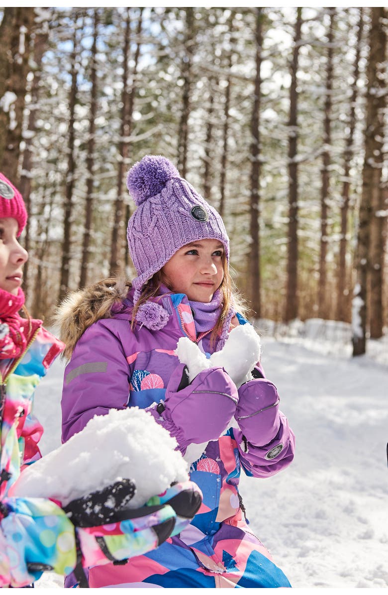 Deux par Deux Girl's One Piece Snowsuit Mauve Printed Landscape, Alternate, color,