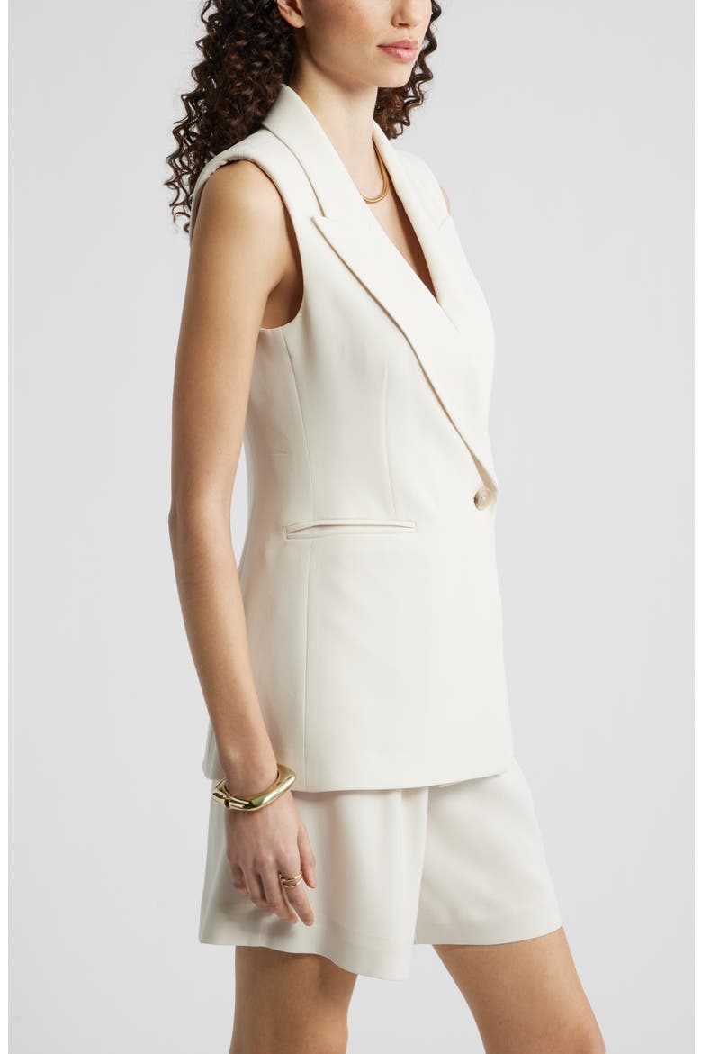 Sleeveless Crepe Blazer, Alternate, color, IVORY BIRCH