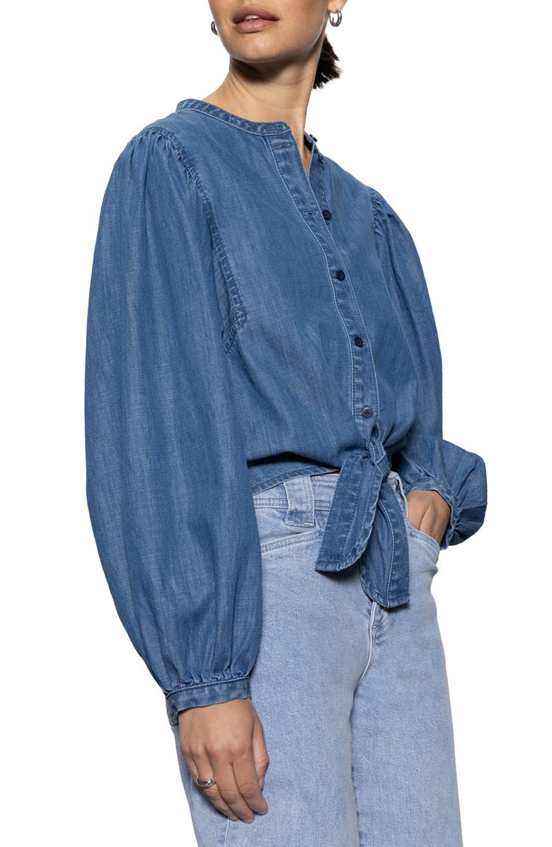 Sanctuary Tie Front Button-Up Shirt, Alternate, color, 