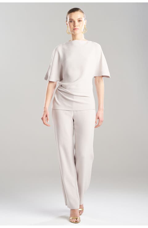 Stretch Crepe Asymmetric Draped Top