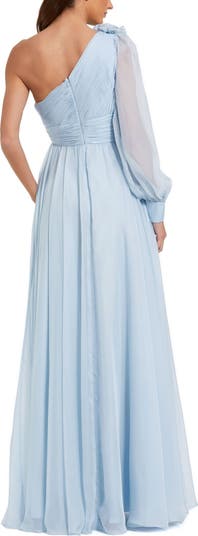 Mac Duggal One Sleeve Chiffon Gown With 3D Flowers | Nordstrom