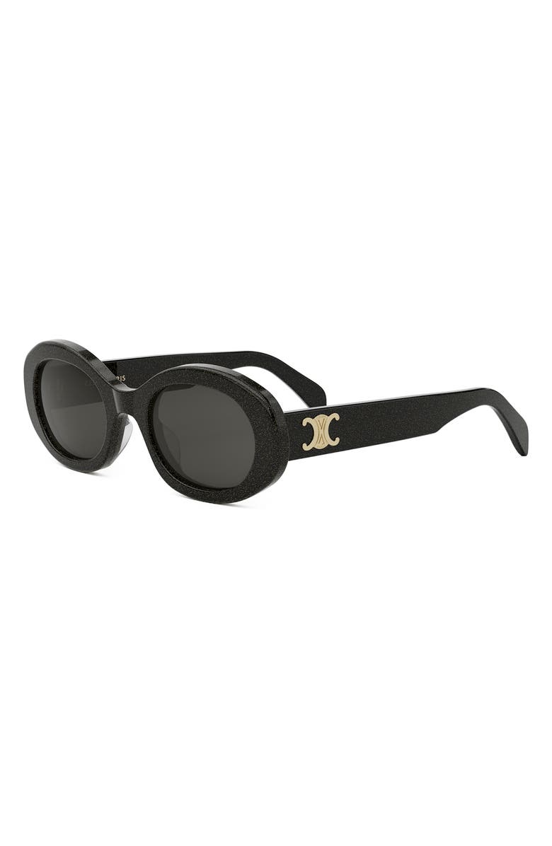 CELINE Triomphe 52mm Oval Sunglasses, Alternate, color, Black/ Crystal / Smoke