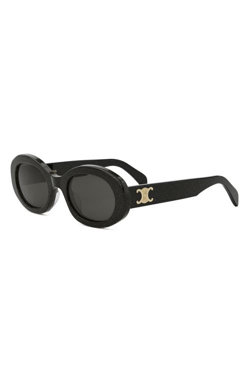 Celine Triomphe Logo Oval Acetate Sunglasses In Black