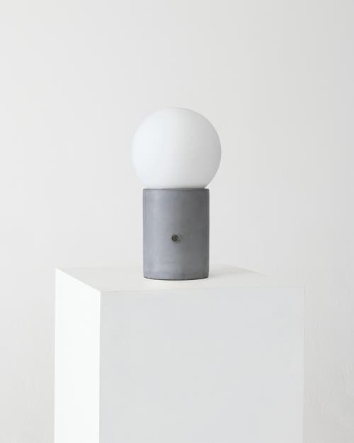 Brightech Kai 11" Mid-century Modern Integrated Led Bedside Table Lamp With Built-in 3-way Dimmer In Cement Gray