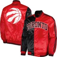 STARTER Men's Starter Black/Red Toronto Raptors Fast Break Satin Full-Snap Jacket