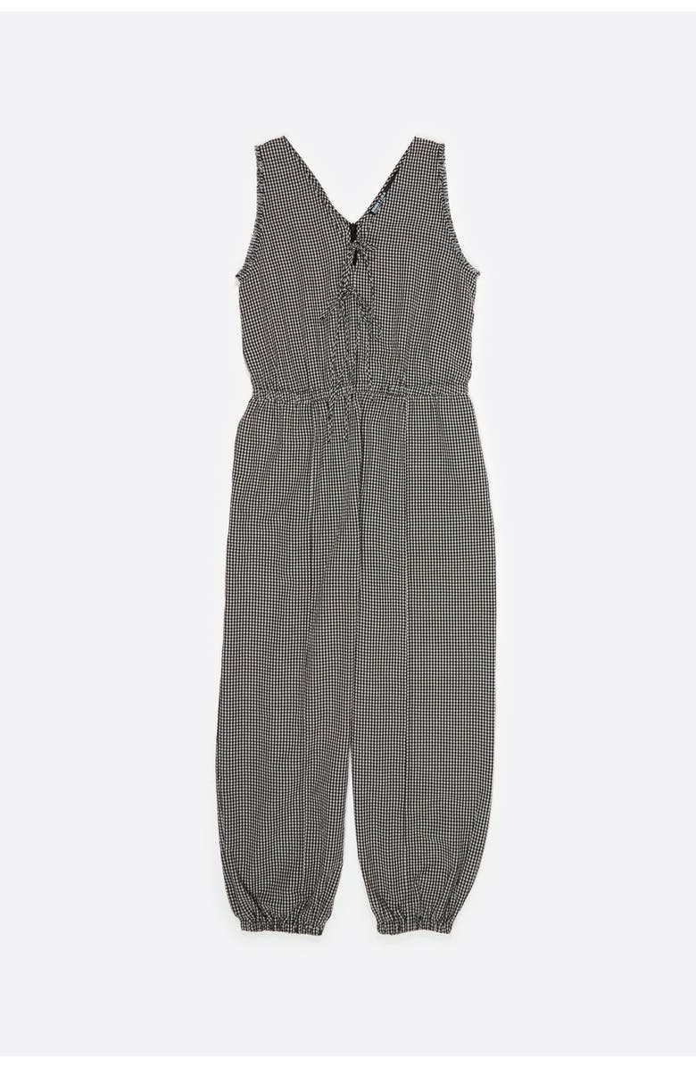 Bimba y Lola Checked Baggy Jumpsuit With Bows And Frayed Details, Main, color, Black
