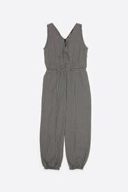 Bimba y Lola Checked Baggy Jumpsuit With Bows And Frayed Details