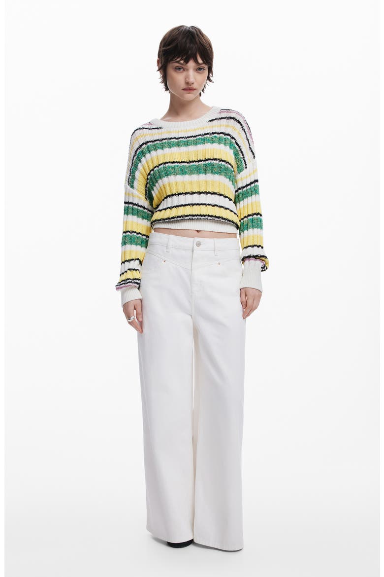 Stripe Crewneck Sweater, Alternate, color, MATERIAL FINISHES
