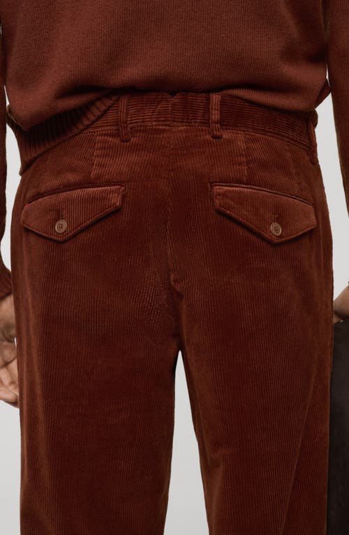 Mango Straight Leg Corduroy Pants In Russet