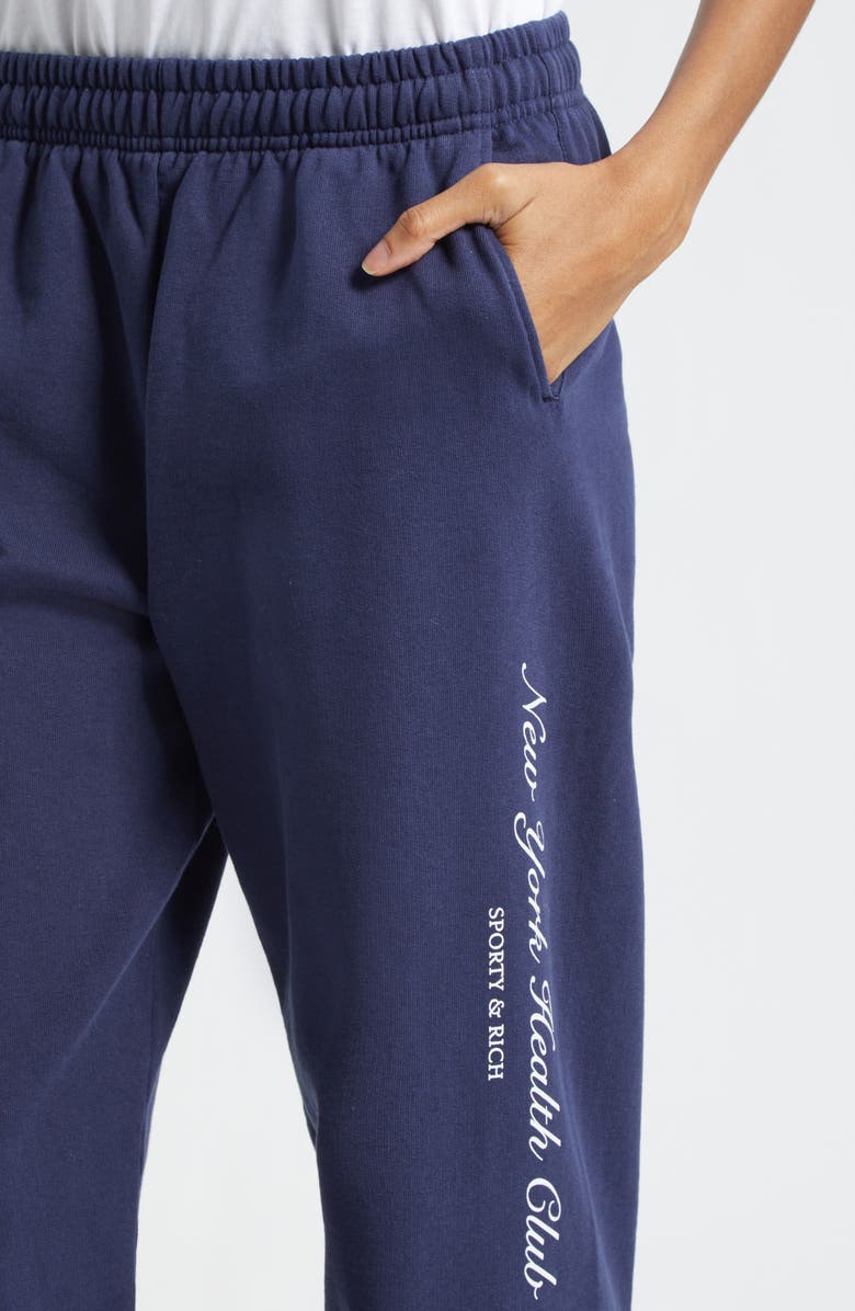 Sporty 
Rich Gender Inclusive NY Health Club Fleece Sweatpants, Alternate, color, Dark Navy