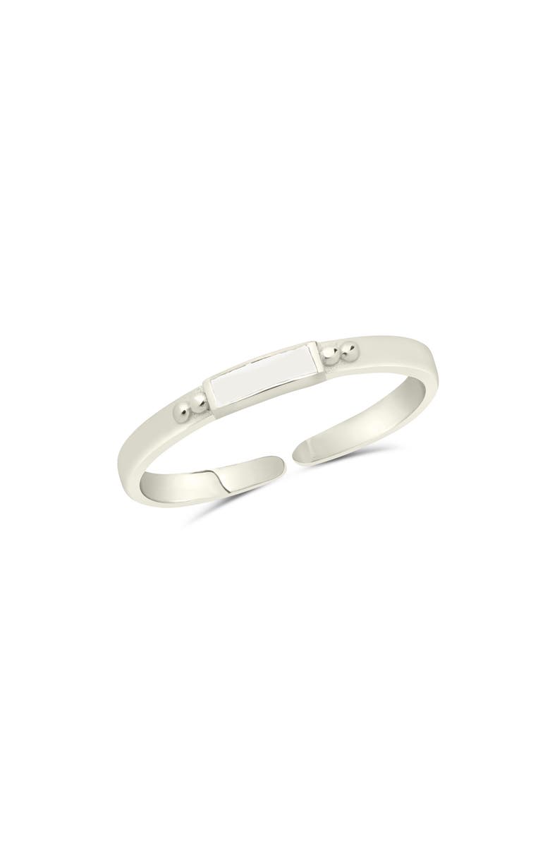 Sterling Forever White Enamel & Sterling Silver Open Band Adjustable Ring, Main, color, Silver
