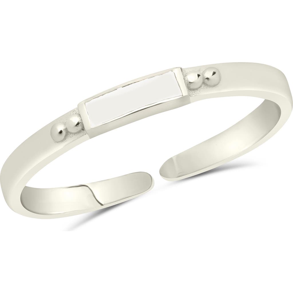 Sterling Forever White Enamel & Sterling Silver Open Band Adjustable Ring