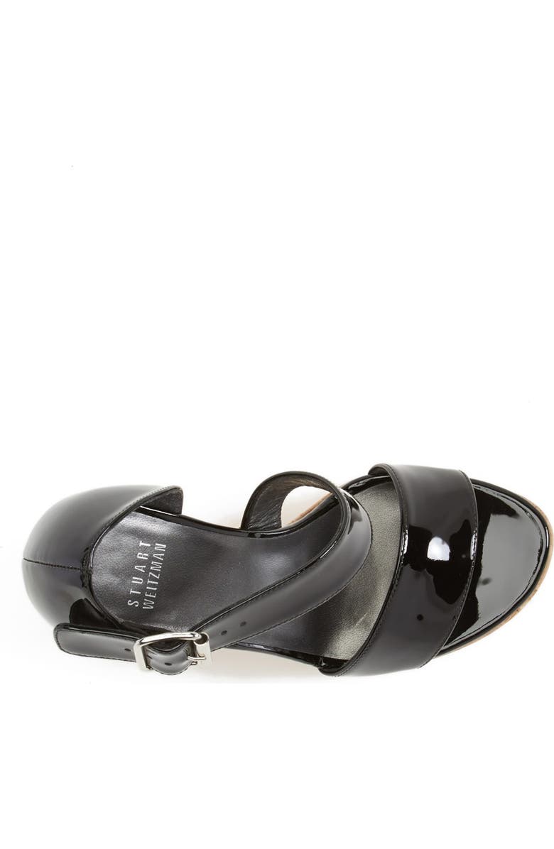 Stuart Weitzman 'Oneliner' Patent Leather Wedge Sandal, Alternate, color,