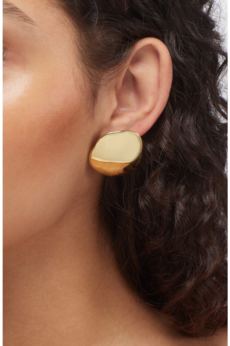 Discus Button Stud Earrings, Alternate, color, GOLD