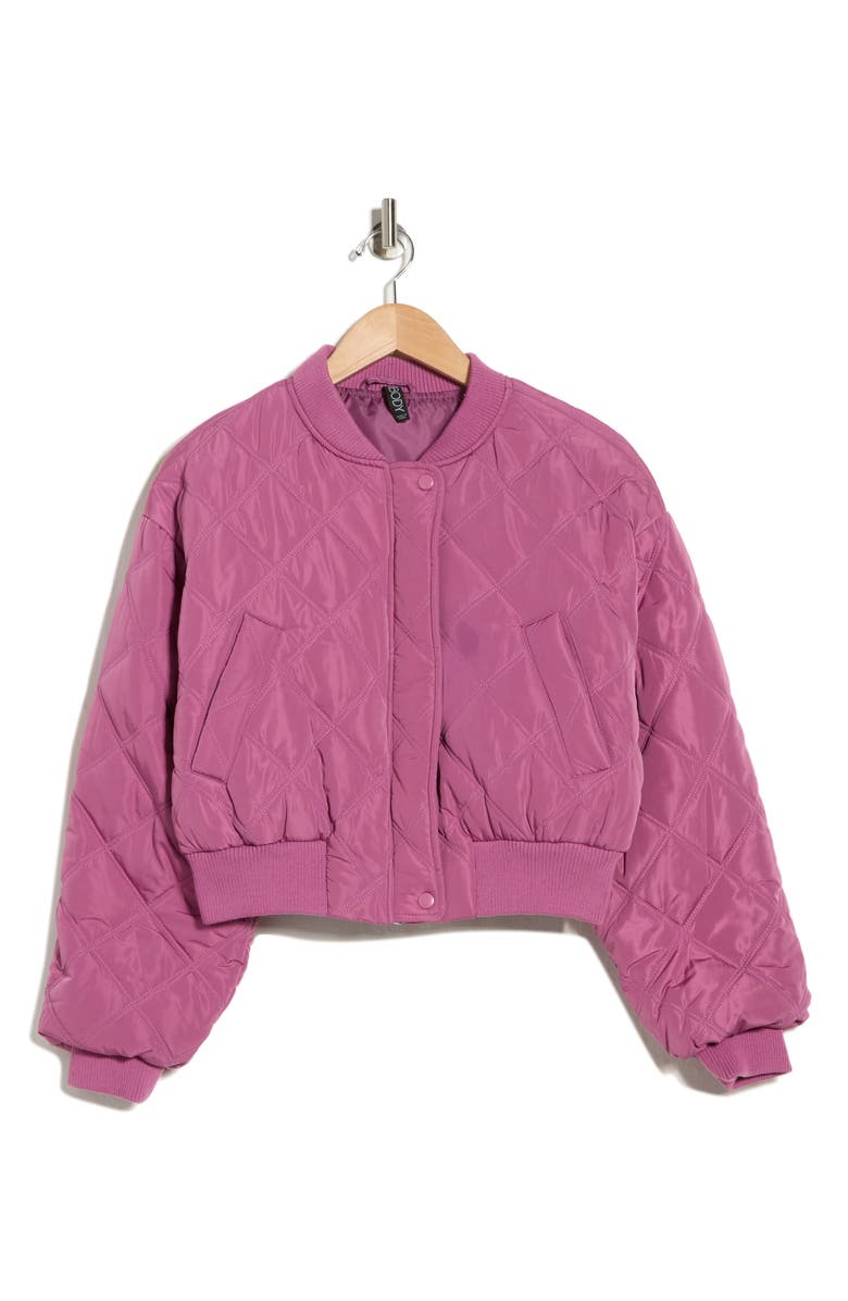 Cotton On Quilted Crop Bomber Jacket, Main, color, Red Violet