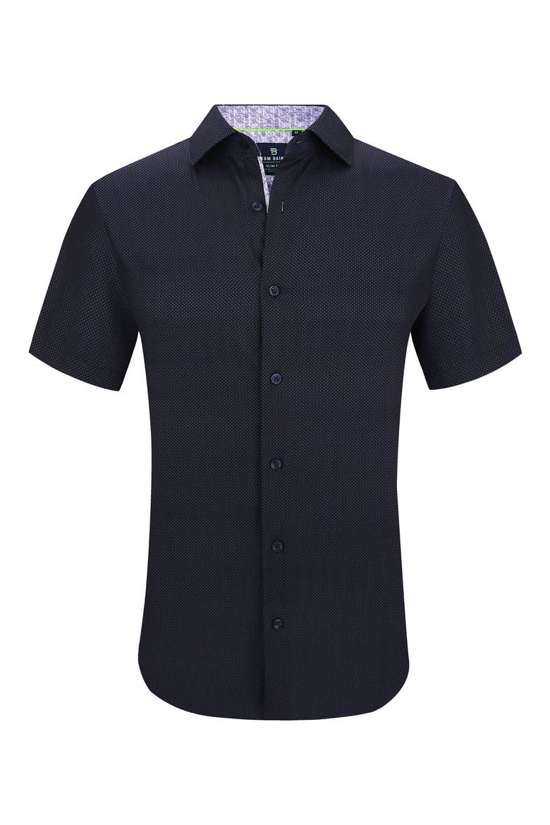 Slim Fit Performance Short Sleeve Button-Up Shirt, Alternate, color, NAVY