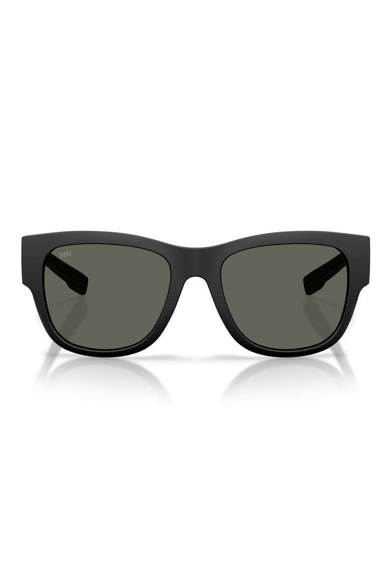 Caleta 55mm Polarized Mirrored Square Sunglasses, Main, color, NETPLUS BLACK / GRAY 580G