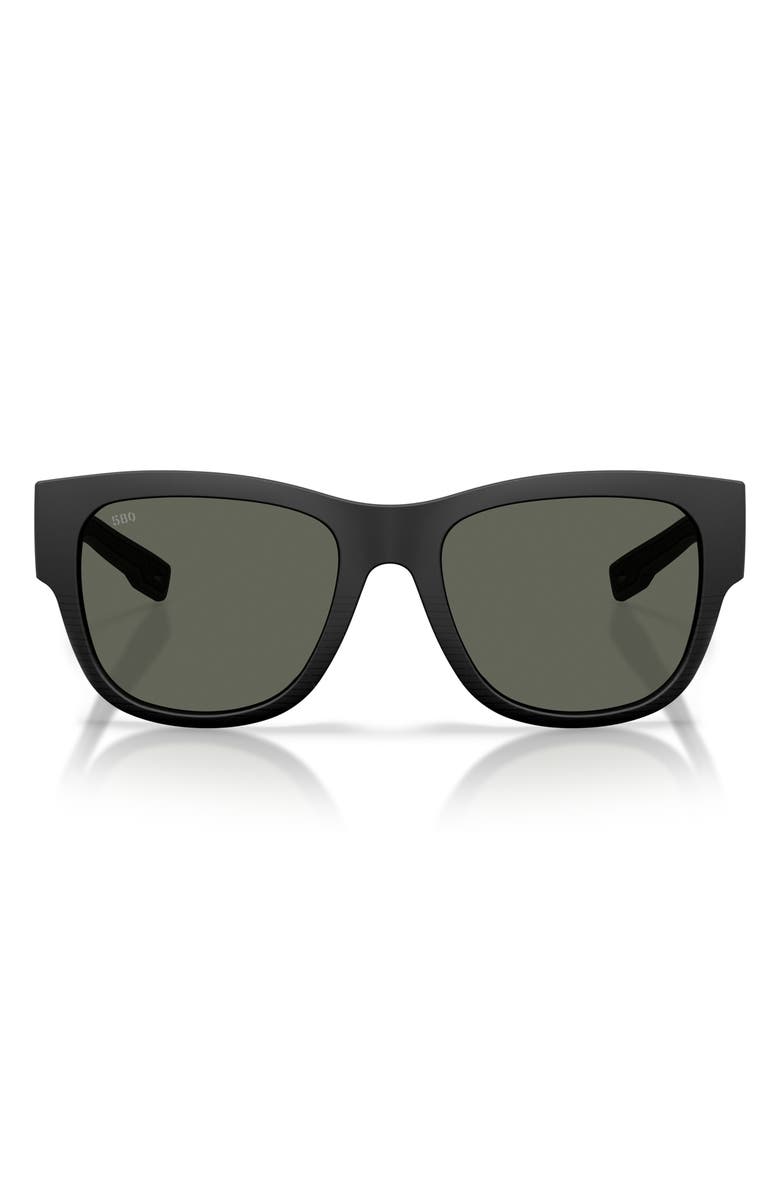 Costa Del Mar Caleta 55mm Polarized Mirrored Square Sunglasses, Main, color, Netplus Black / Gray 580G