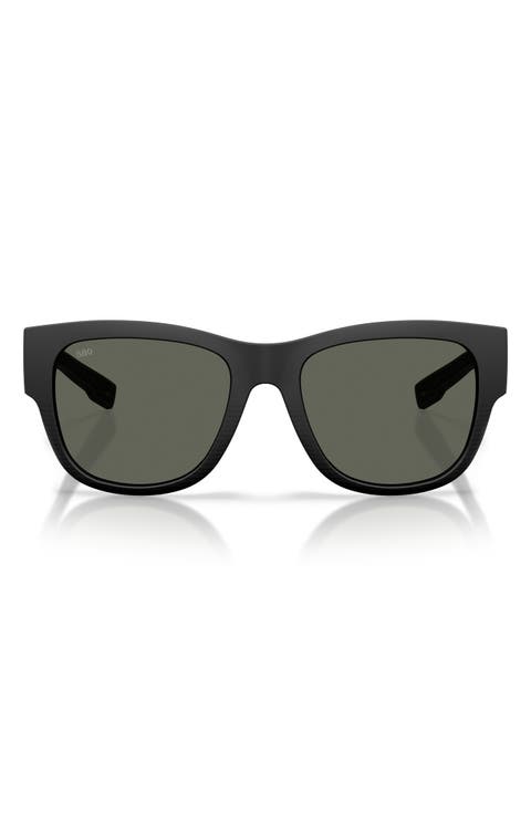 Caleta 55mm Polarized Mirrored Square Sunglasses