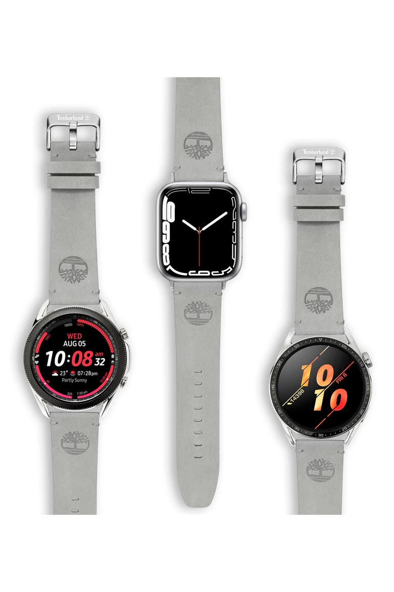 Leather Apple Watch® Strap, Main, color, GRAY